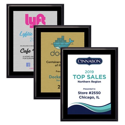 8" x 10" High Gloss Black Finish Plaque w/ Full Color Sublimated Imprint