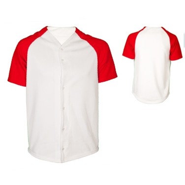 Youth Double Knit Poly Pro-Style Full Button Jersey Shirt w/ Contrasting Sleeve