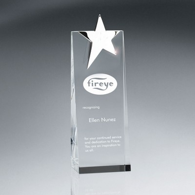 Silver Star Topped Optic Crystal Tower (Medium)