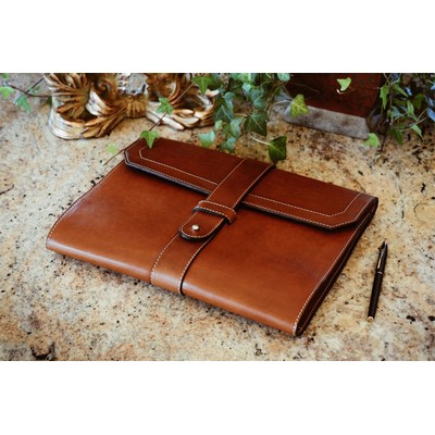 Vachetta Large Leather Padfolio - Terra - Borlino