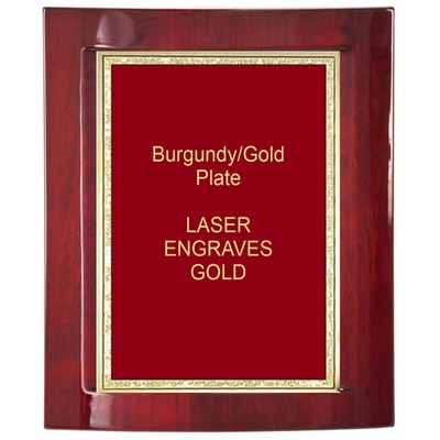 Eclipse Rosewood Piano Finish 7-1/2" x 9" Plaque - W/ 5" x 7" Red/Gold Florentine Plate