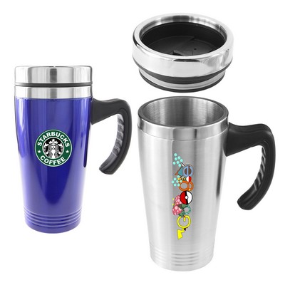Traveler 16 Oz. Double Wall 18/8 Stainless Steel Mug (Silver)