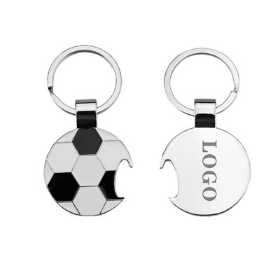 Soccer Shape Keychain with Bottle Opener