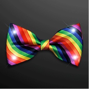 White LED Rainbow Stripe Bow Ties - BLANK