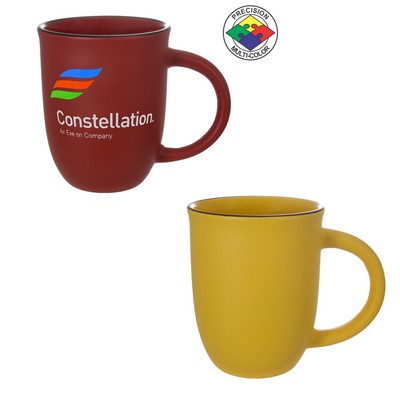14 Oz. Satin Matte Yellow Salem Mug with Black Halo - Dishwasher Safe - Precision Spot Color