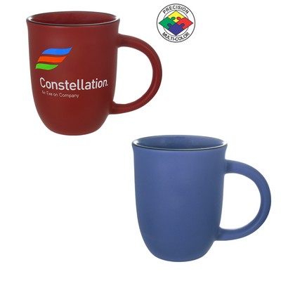 14 Oz. Satin Matte Ocean Blue Salem Mug with Black Halo - Dishwasher Safe - Precision Spot Color