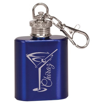 1oz Blue Stainless Steel Flask Keychain