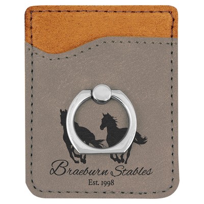 Leatherette Phone Wallet With Ring (Gray)