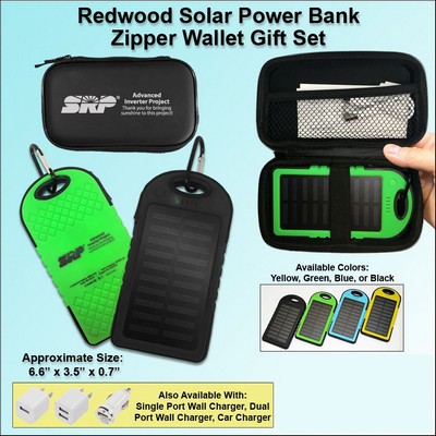 Redwood Solar Power Bank Zipper Wallet Gift Set 3000 mAh No Extra Tariff