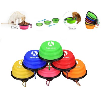 Collapsible Silicone Pet Bowl With Carabiner
