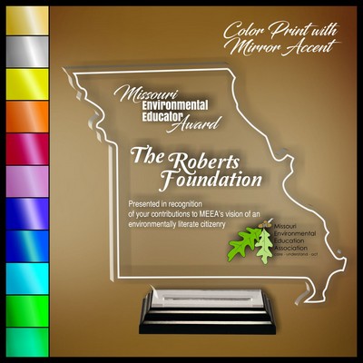 10" Missouri Clear Acrylic Award with Color Print and Mirror Accent