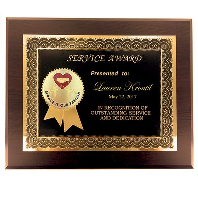 Service is Our Passion Award Plaque w/Etched Enamel Medallion (8" x 10")