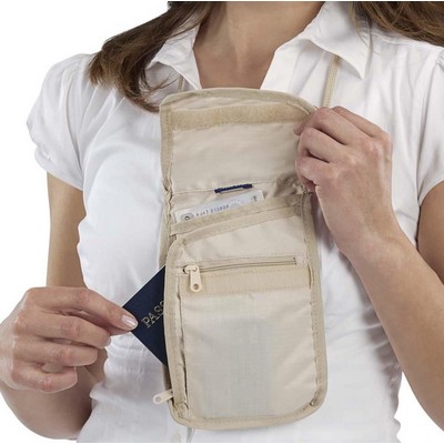 White Cream Smooth Trip Travel Gear by Talus® RFID Blocking Neck Wallet