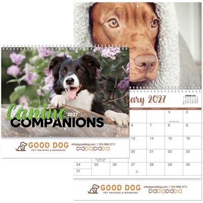 Full Color Canine Companions Spiral Wall Calendar