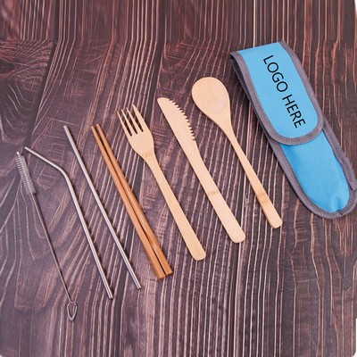 Portable Wood Tableware Set - 6 Pieces