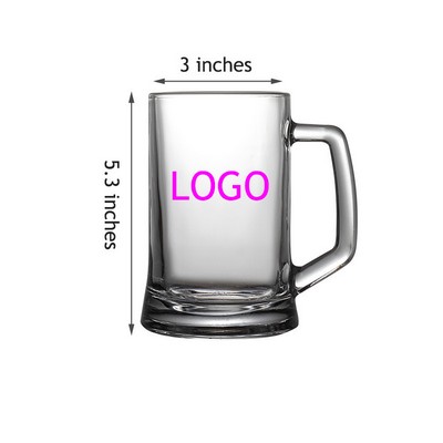 12.9 Oz Glass Beer Mug with Handle