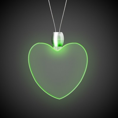 24" Green Heart Light-Up Pendant Necklace(Laser Engraved)