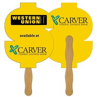 Dollar Sign Hand Fan Full Color (2 Sides)