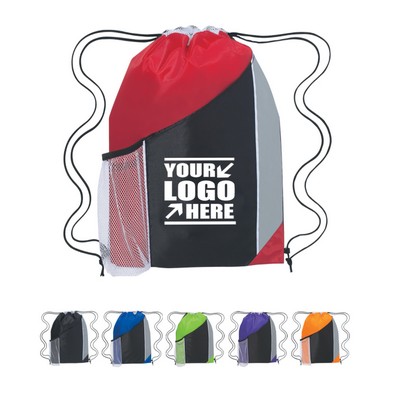 Custom Tri-Color Sports Backpack/Drawstring Backpack W/Mesh Pocket
