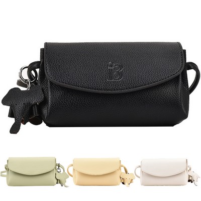 PU Leather Crossbody Shoulder Bag With Elephant Pendant