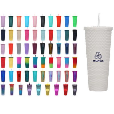24 oz Large Capacity Cup with Plastic Straw
