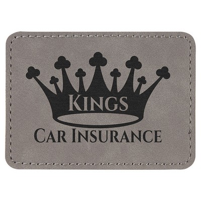 3-1/2"x2-1/2" Rectangle Patches, Gray Laserable Leatherette