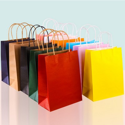 10 3/5"x8 1/3'x4 1/3'' Eco-Friendly Craft Paper Solid Color Retail Store Tote Bag