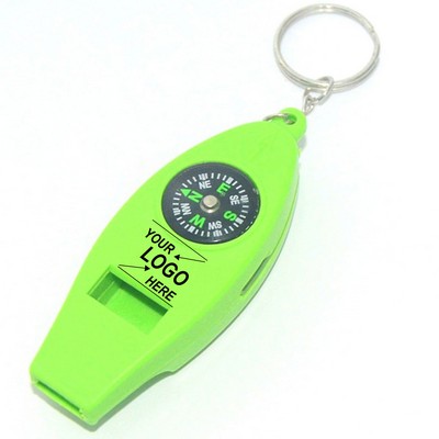 Survival Keychain with Compass and Whistle
