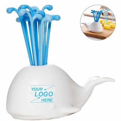 Whale Design Fruit Fork Holder