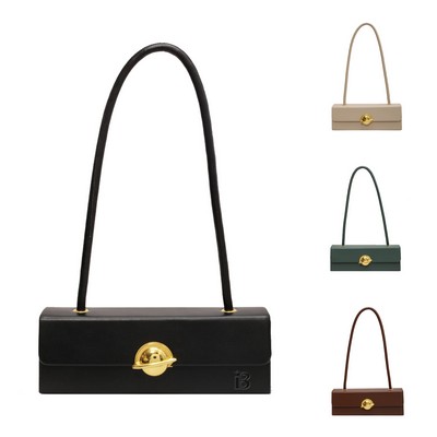 Pu Leather Solid Color Flap Shoulder Bag