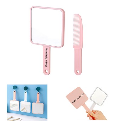 Integrated Square Handheld Mirror With Comb