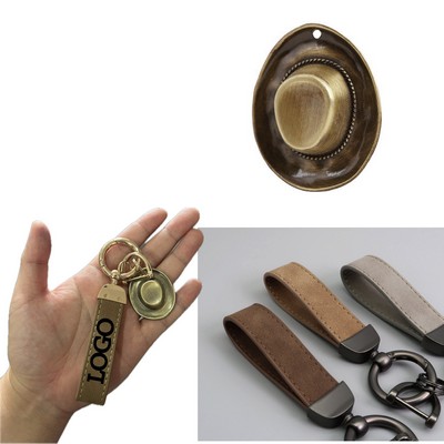 PU Mini Cowboy Hat Car Keychain