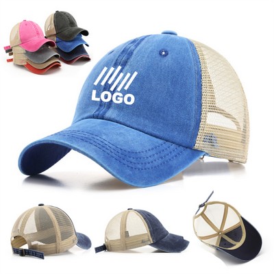 Distressed Mesh Baseball Cap Golf Hat