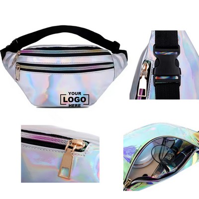 Iridescent Clear Hip Pack: Fashionable Holographic Fanny Pack for Men and Women.