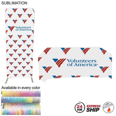 24 Hr Express Ship - Tradeshow Booth Package Sleek, 2' EuroFit Display and 6' Sublimated Tablecloth