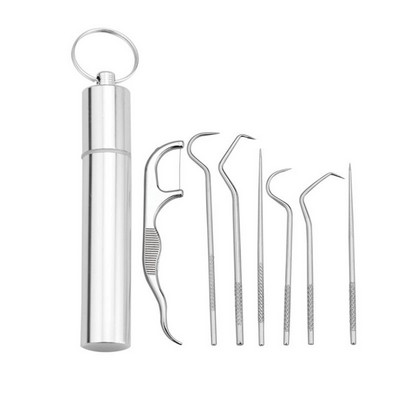 Portable Stainless Steel Toothpick Set - 7 Pieces