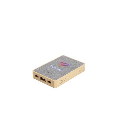 Dual Port Bamboo/rPET Powerbank 5,000mAh