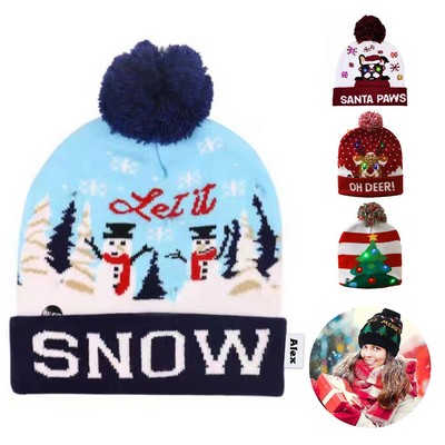 Christmas Hat Beanie with LED Light