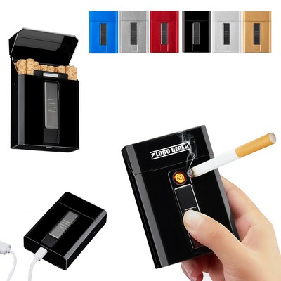 Metal Cigarette Case With Lighter Front