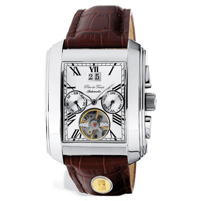 Men's Brown Wristwatch W/ Gold Medallion