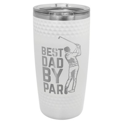20 oz. White Golf Tumbler with Dimples and Slider Lid