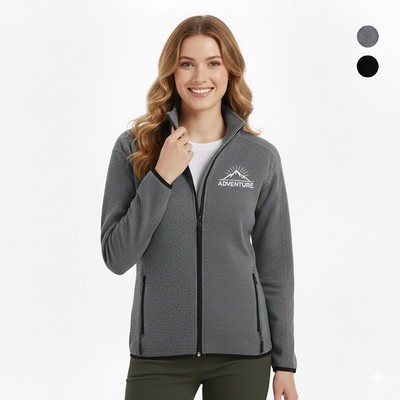 Women's Full Zip Heathered Stretch Fleece Jacket