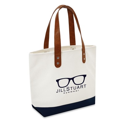 Leather Handle Designer Cotton Canvas Tote Bag