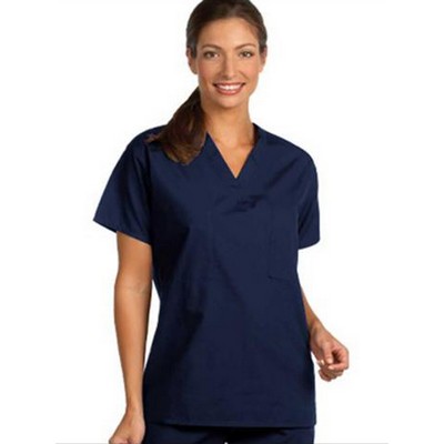 Fashion Seal Fashion Poplin - Unisex Reversible V-Neck Top in Navy