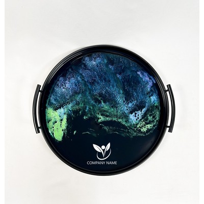 Black Metal Round Tray - Northern Lights