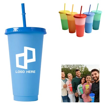 24Oz Reusable Color Changing Plastic Tumblers