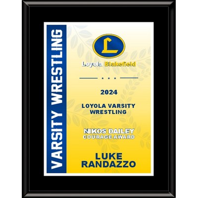 Black Matt Board Varsity Plaque with Full Color Imprint on Single Plate