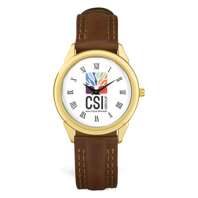 Men's Brown/Silver Wristwatch W/ Color Dial