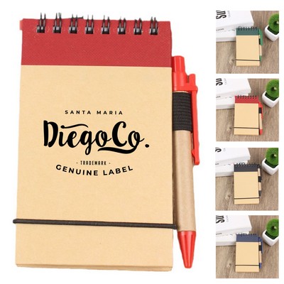 Eco-Friendly Small Spiral Notebook with Pen