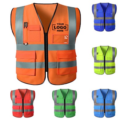 Reflective vest reflective vest multi-pocket